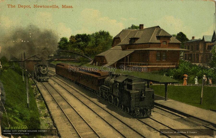 Postcard: The Depot, Newtonville, Massachusetts